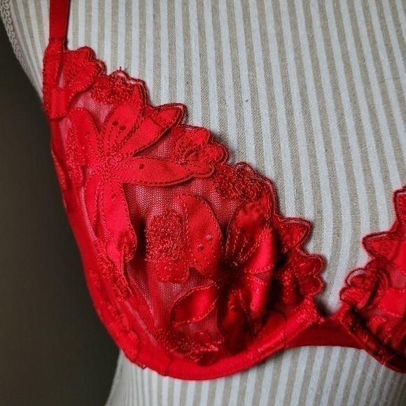 Victoria's Secret floral lace unlined plunge bra 36D NEW Without Tags - Picture 1 of 12